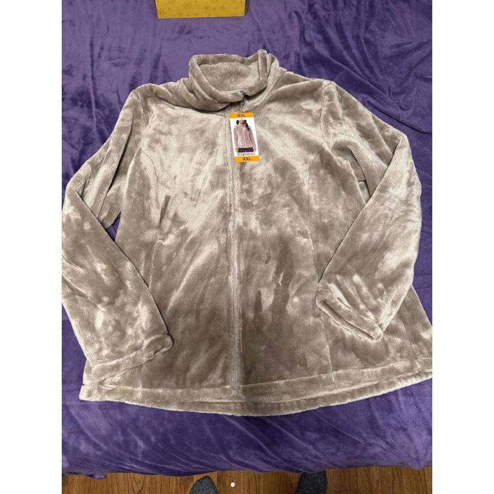 32 DEGREES Heat Women's Plush Full Zip Jacket XXL Goat Tan